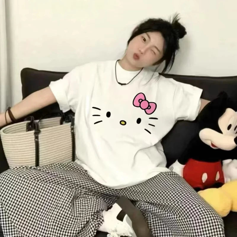 New Simple Loose Cute Round Neck Casul  Top T-shirt