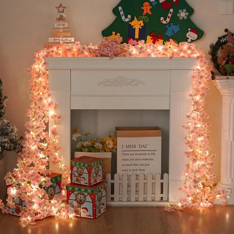 180CM Artificial Sakura Flowers Vine for Wedding Decoration Garden Arch Home Room Decor Party Bridal Fake Silk Outdoor Ornament