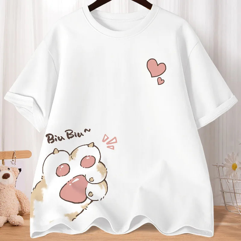 Cute Sweet  Half Sleeve Oversized Shirt Top