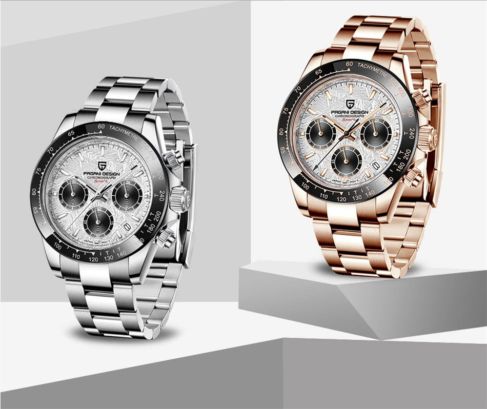 40mm New V2 PAGANI  Sapphire Retro Chronograph Stainless Steel Waterproof Watch