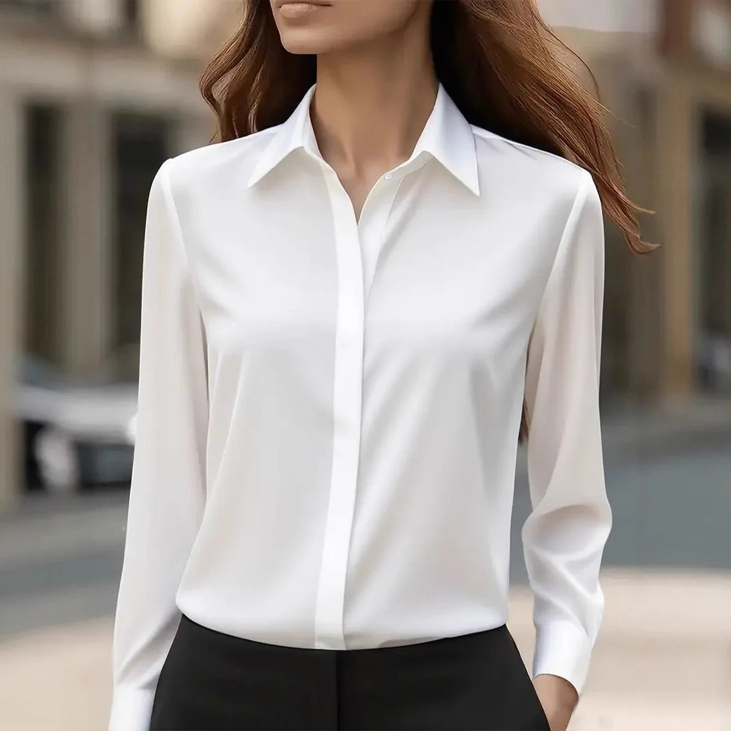 - Versatile Basic Blouse, Classic Office Wear Tops