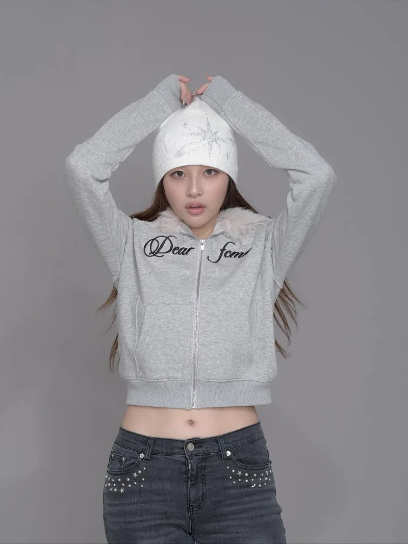 Hoodie Women Vintage Streetwear Trendy Autumn and Winter Warm Coat