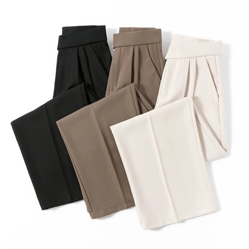 High Waisted Trousers Lady Chic Designer All Match Work Pants