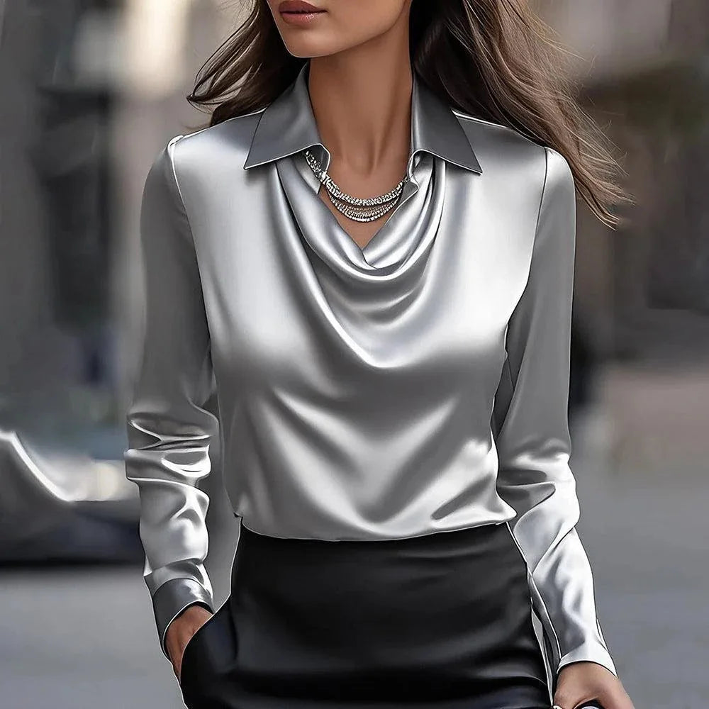 All-match  Elegant Shirts French Solid Blouses