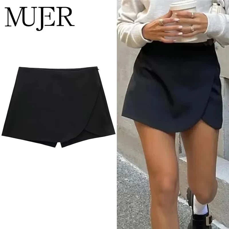 Black Mini Skirt Shorts Woman