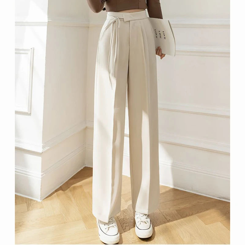 High Waisted Trousers Lady Chic Designer All Match Work Pants