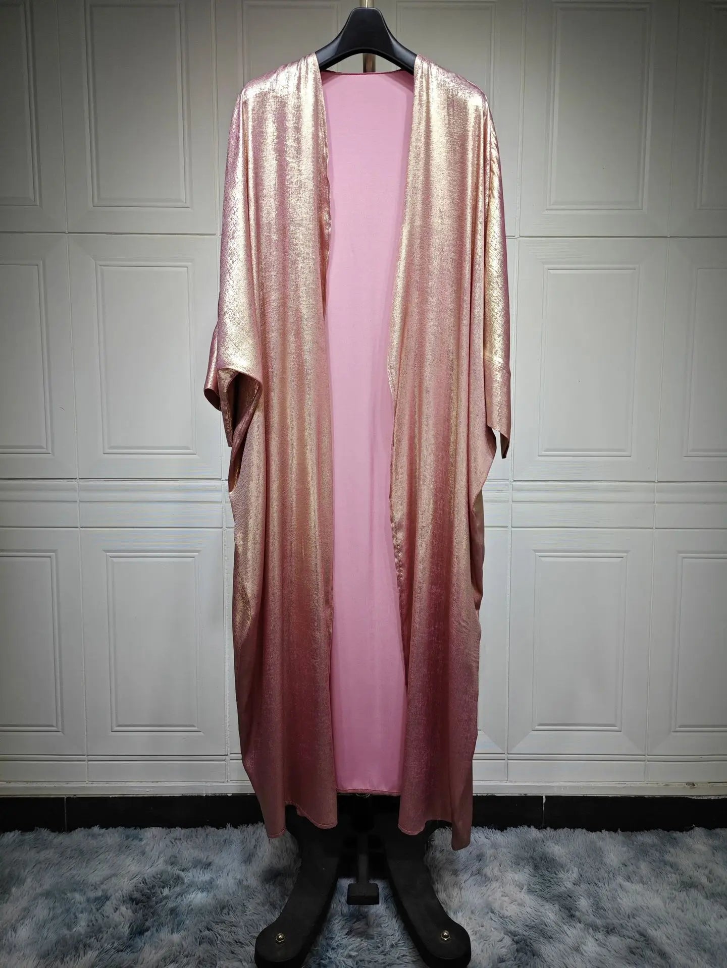 Shiny Satin Open Kimono Abaya luxury