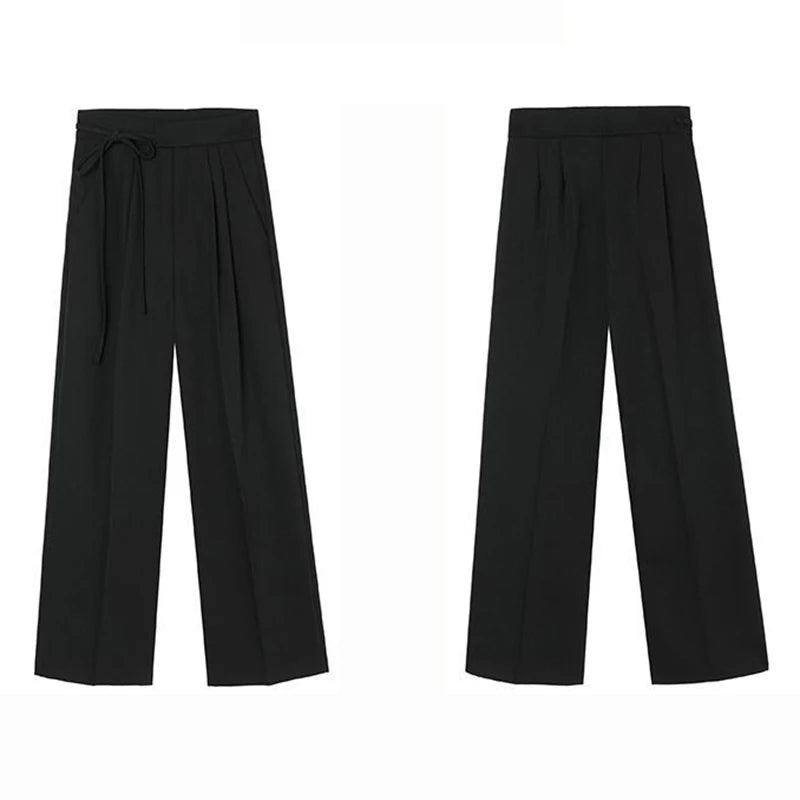 High Waisted Trousers Lady Chic Designer All Match Work Pants