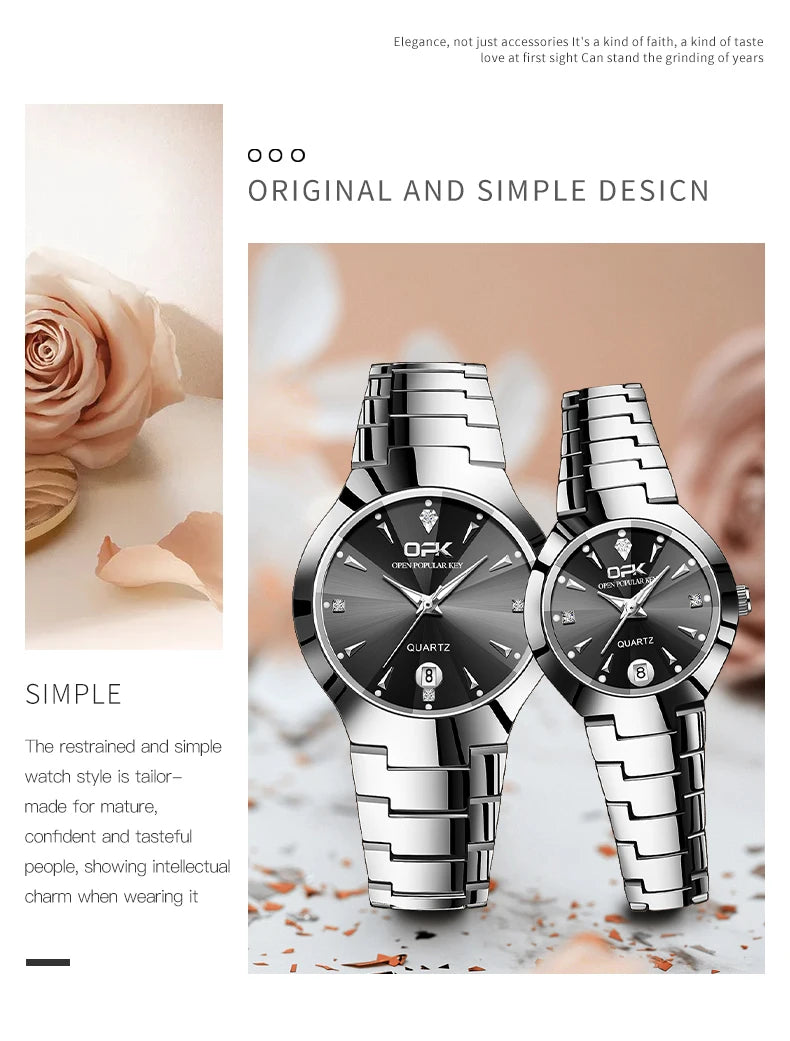 Classic Fashion Waterproof Glow Quartz Couple Watches