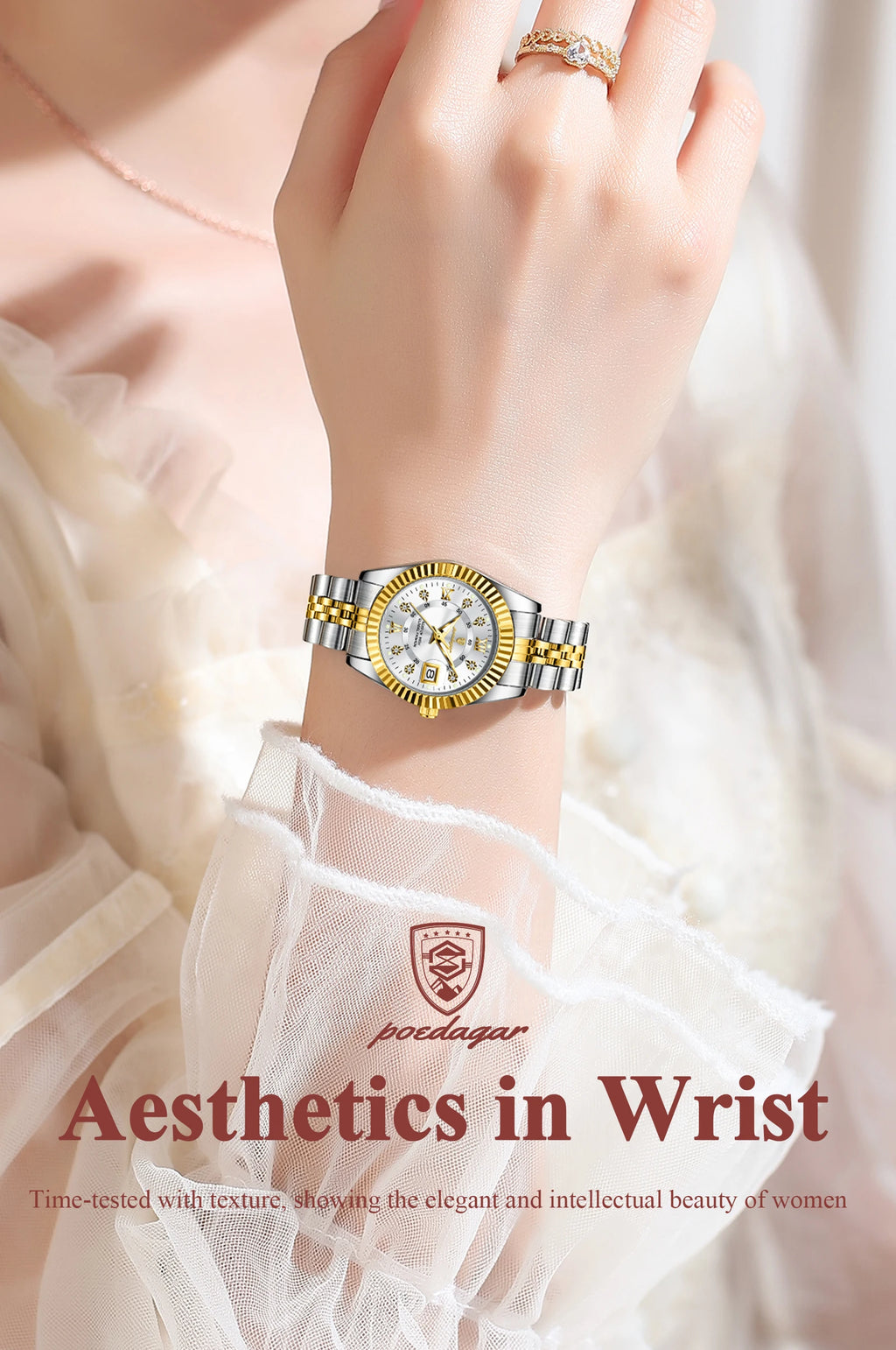 POEDAGAR Luxury Elegant Watch for Women Waterproof Luminous Date Ladies Watch Stainless Steel Quartz Women's Watches Girl Reloj