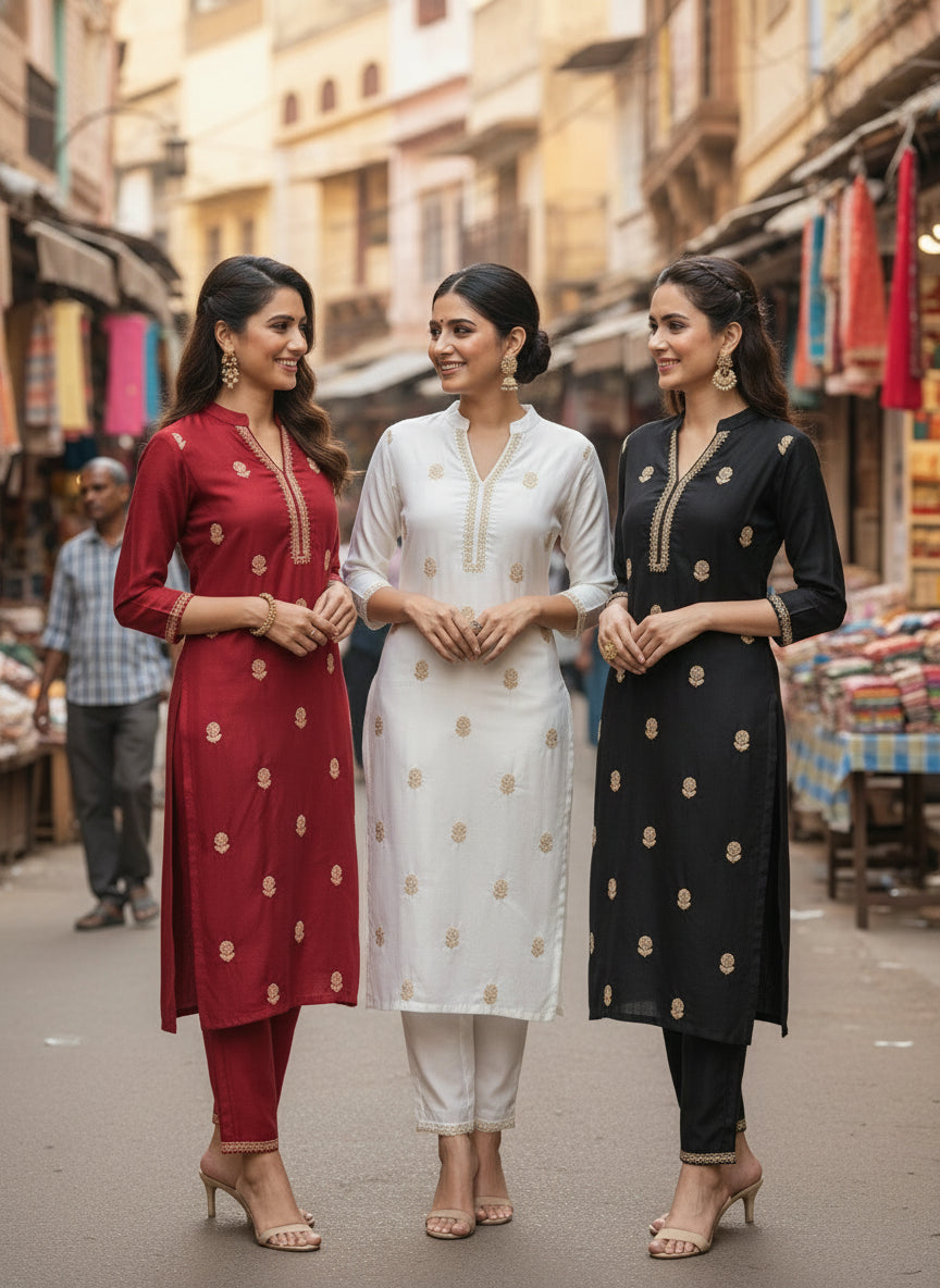 women's silk cotton 3-piece set with distinctive ethnic clothing, side jabi set with comfortable vibe