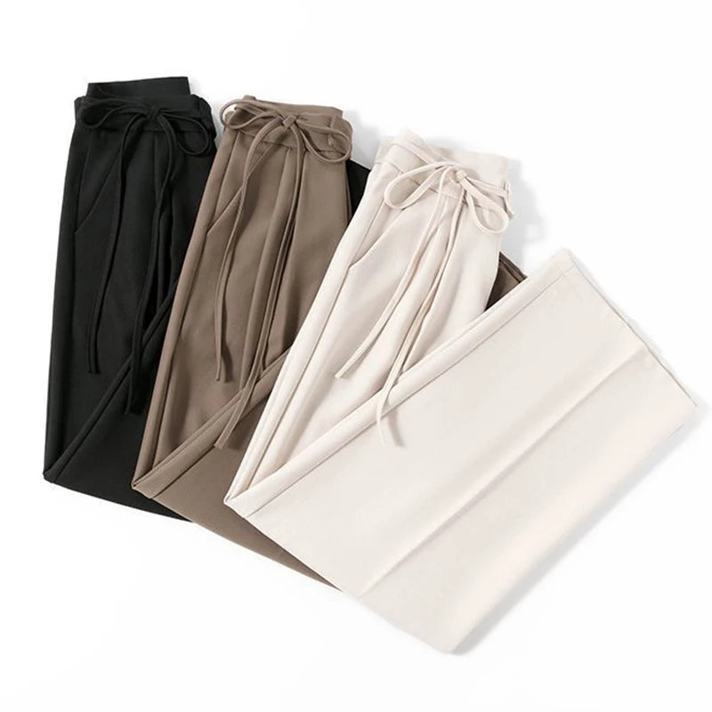 High Waisted Trousers Lady Chic Designer All Match Work Pants