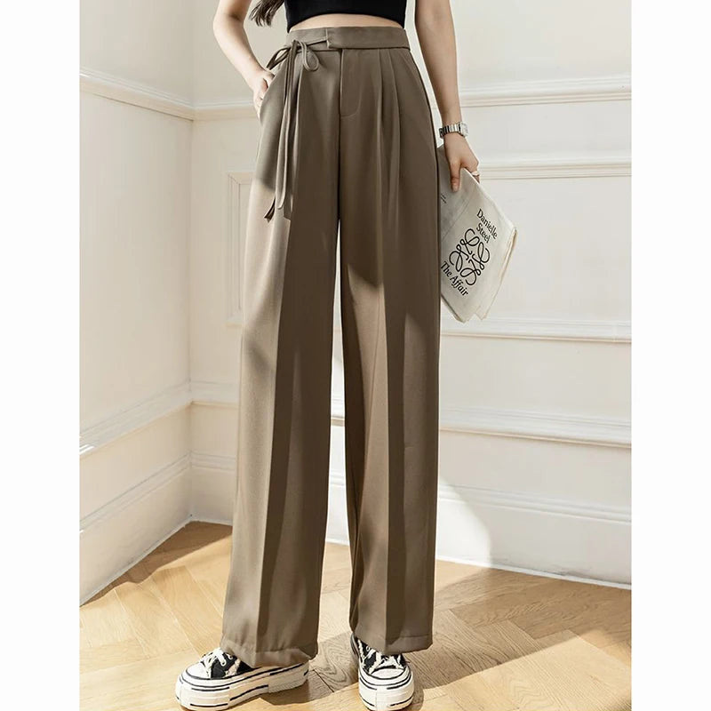High Waisted Trousers Lady Chic Designer All Match Work Pants