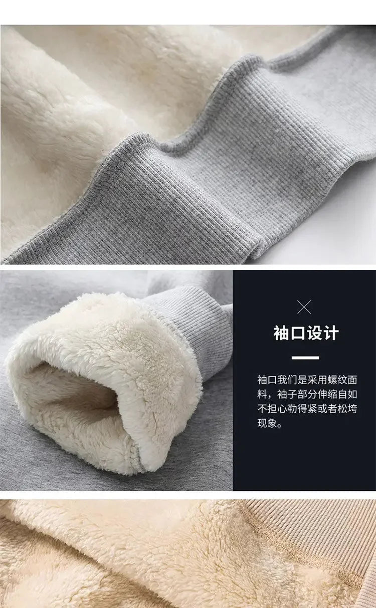 Trendy and Trendy Half High Collar Lamb Fleece Hoodie