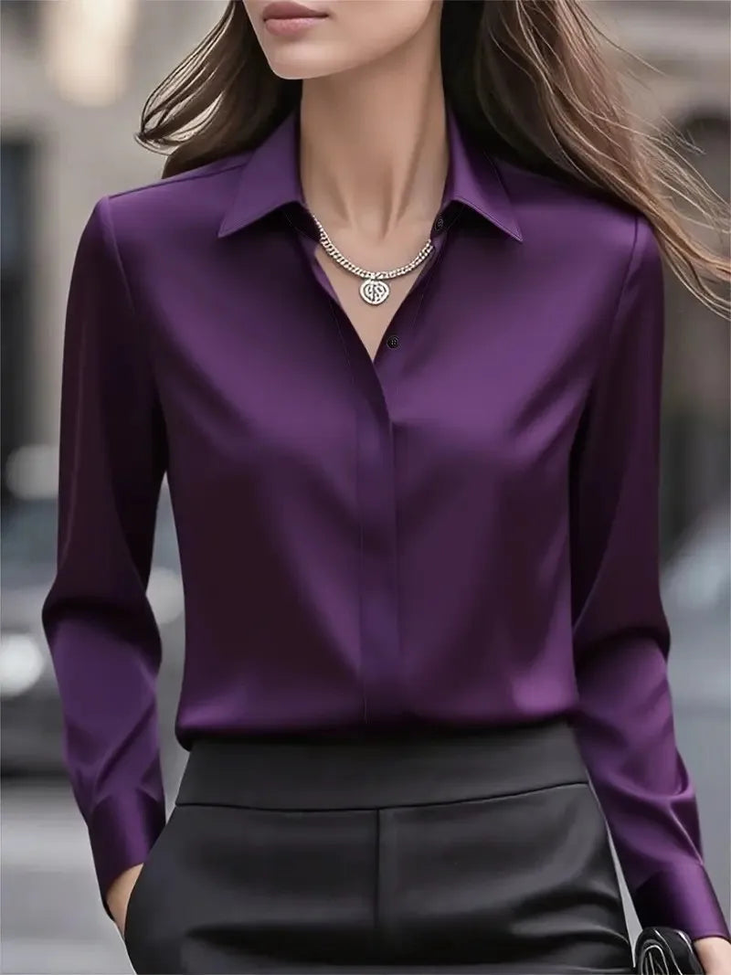 - Versatile Basic Blouse, Classic Office Wear Tops