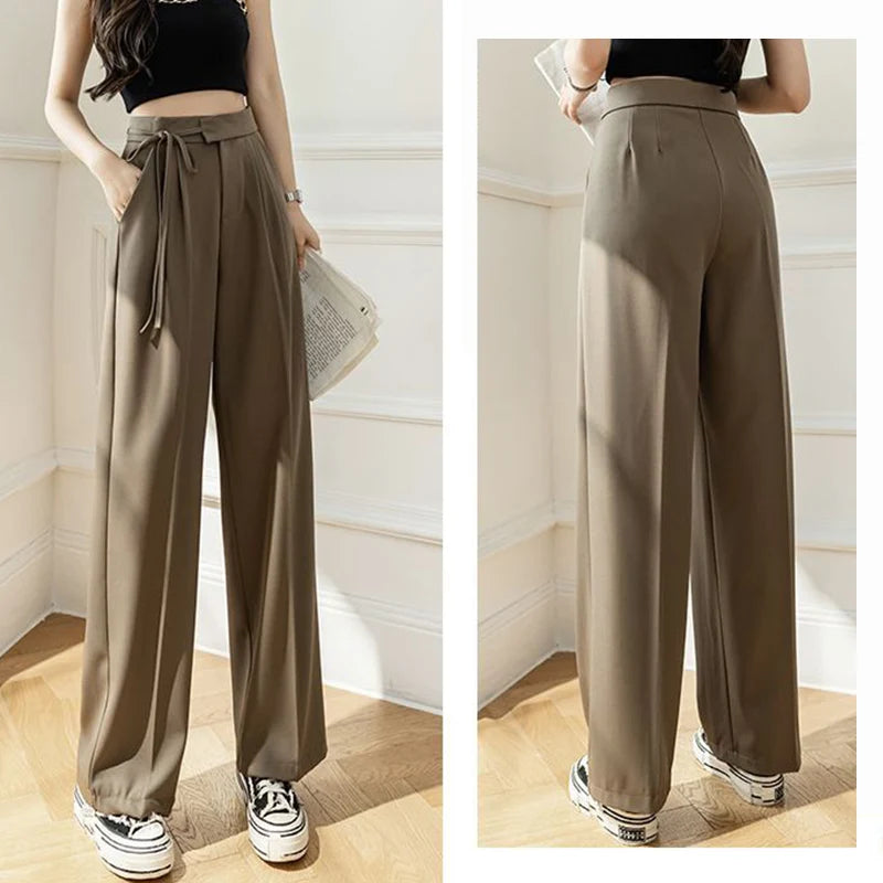 High Waisted Trousers Lady Chic Designer All Match Work Pants