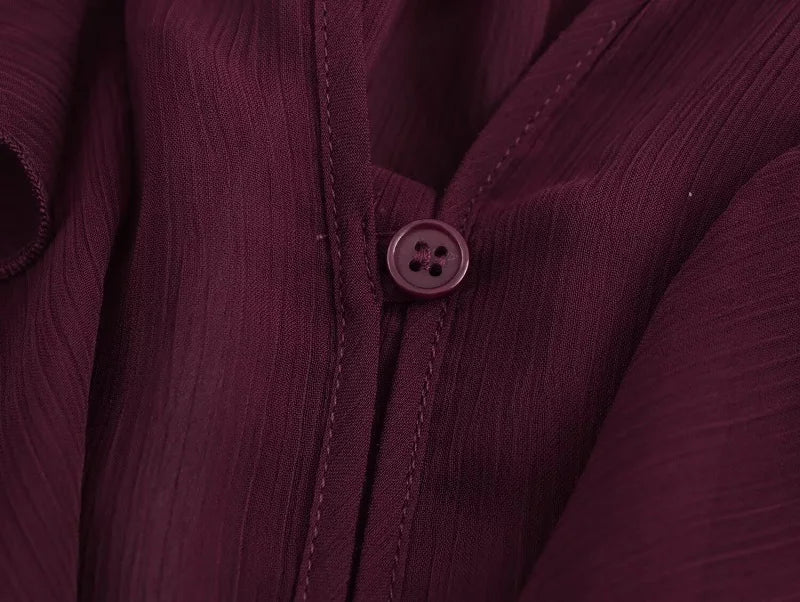 Ruffle Womens Sheer Casual Blouses