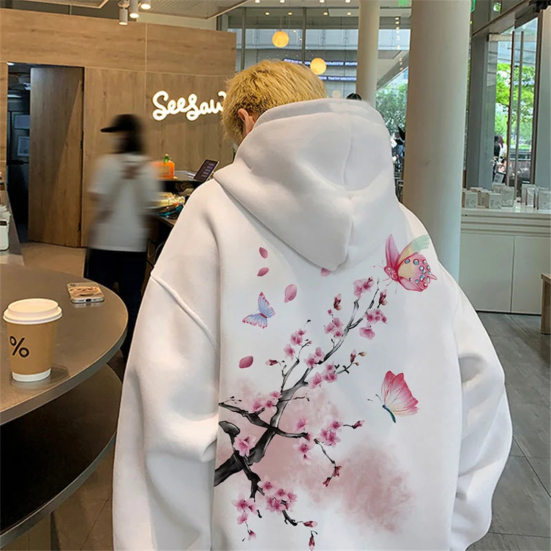 Butterfly Cherry Blossoms Graphic Hoodies