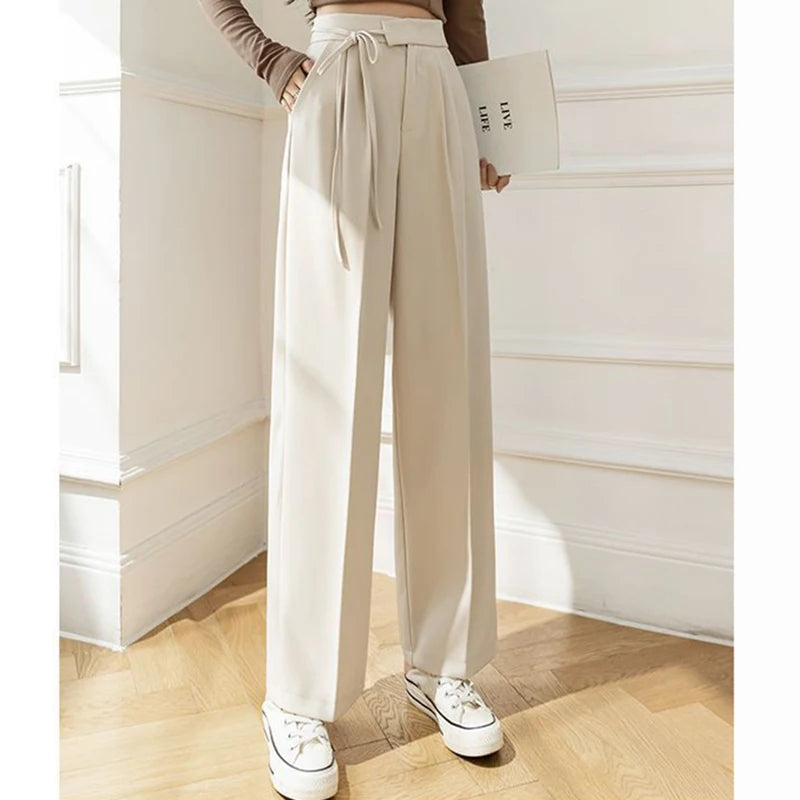 High Waisted Trousers Lady Chic Designer All Match Work Pants