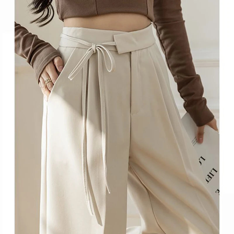 High Waisted Trousers Lady Chic Designer All Match Work Pants