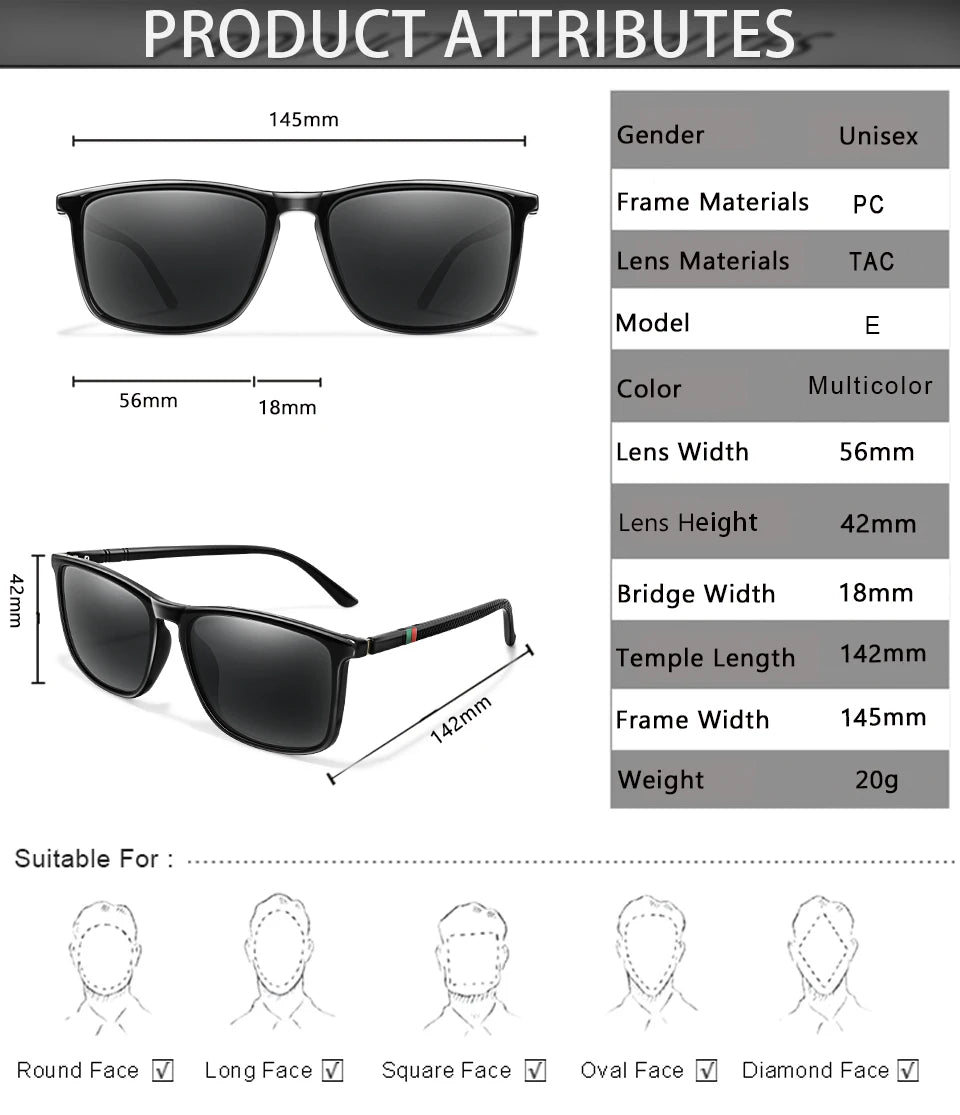 Luxury Square Vintage Polarized Cycling Sunglass