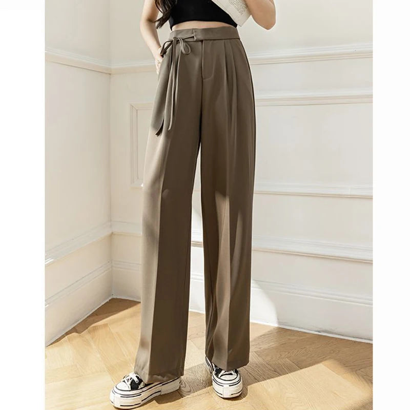 High Waisted Trousers Lady Chic Designer All Match Work Pants
