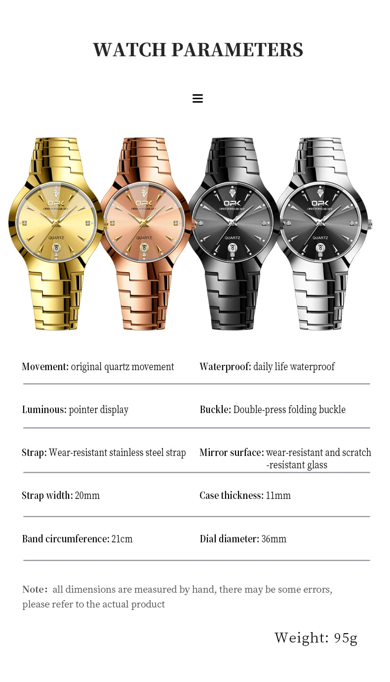 Classic Fashion Waterproof Glow Quartz Couple Watches