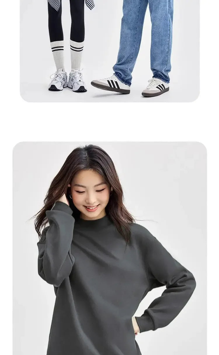 Trendy and Trendy Half High Collar Lamb Fleece Hoodie