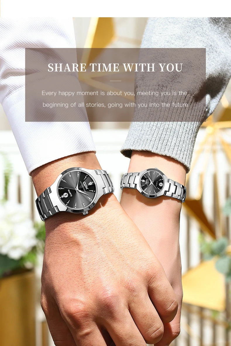 Classic Fashion Waterproof Glow Quartz Couple Watches