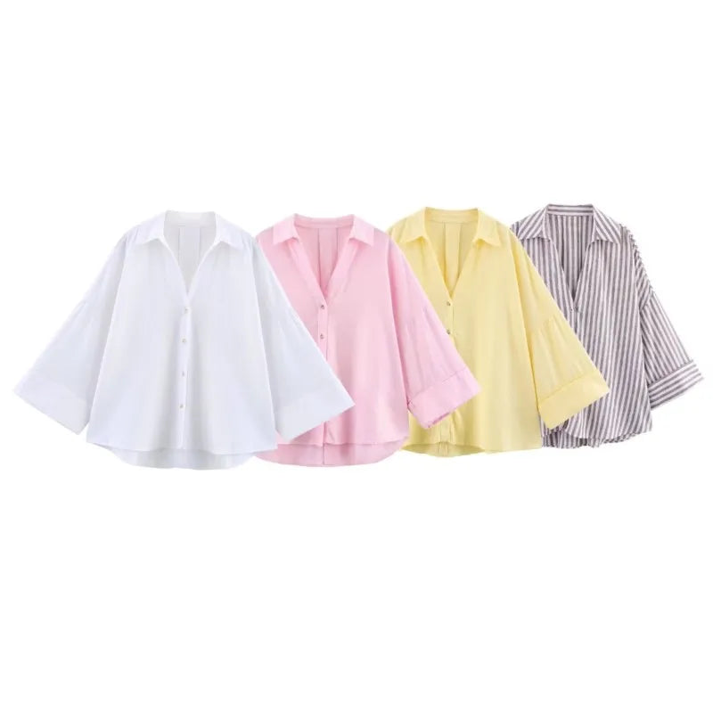 Wide Sleeved Shirt Women  Shirts & Blouses