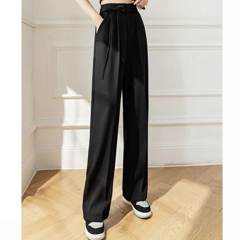 High Waisted Trousers Lady Chic Designer All Match Work Pants