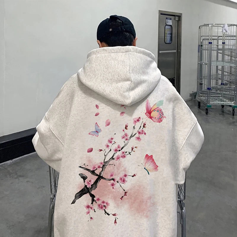 Butterfly Cherry Blossoms Graphic Hoodies