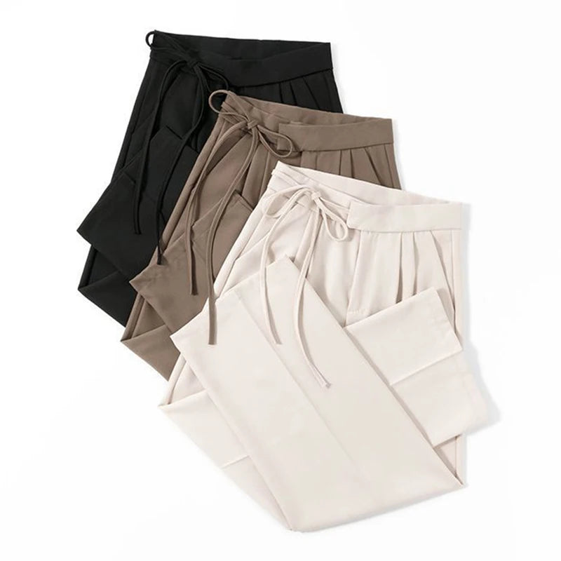 High Waisted Trousers Lady Chic Designer All Match Work Pants