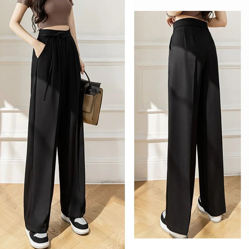 High Waisted Trousers Lady Chic Designer All Match Work Pants