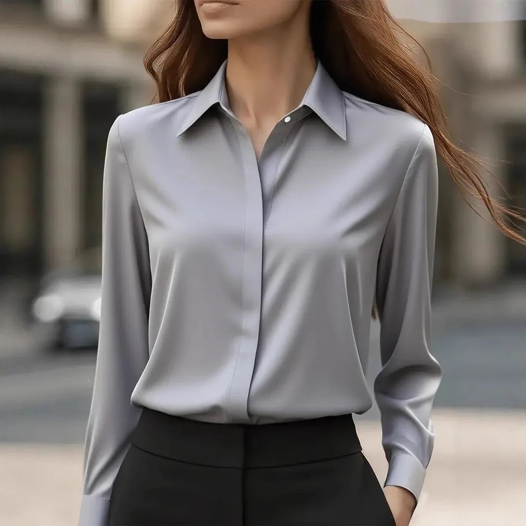 - Versatile Basic Blouse, Classic Office Wear Tops