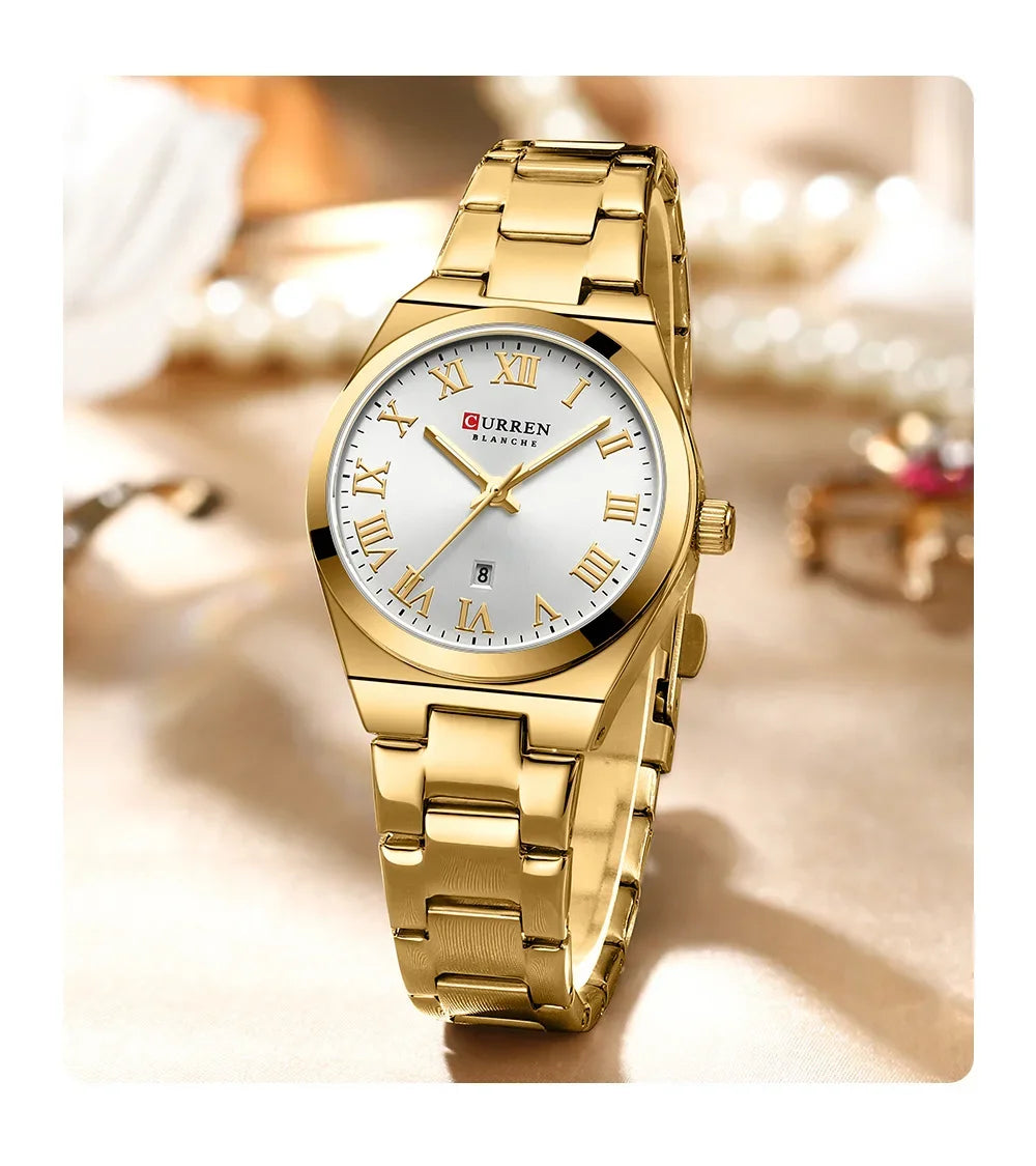CURREN Watch Women,Watches for Women,Ladies Watches,Waterproof Fashion Dress Stainless Steel Bracelet Analog Watches Date