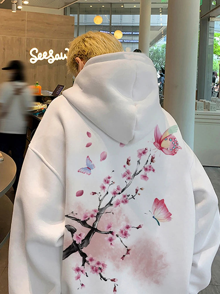 Butterfly Cherry Blossoms Graphic Hoodies