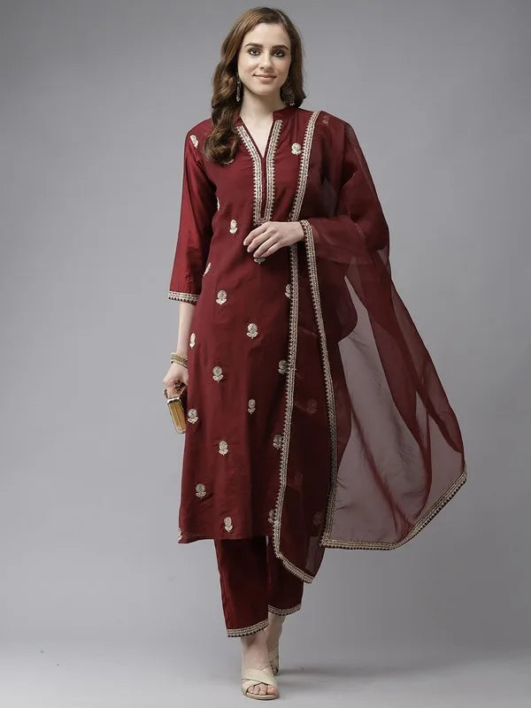 women's silk cotton 3-piece set with distinctive ethnic clothing, side jabi set with comfortable vibe