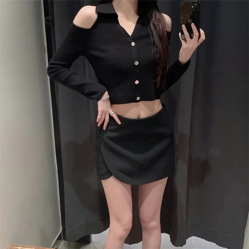 Black Mini Skirt Shorts Woman