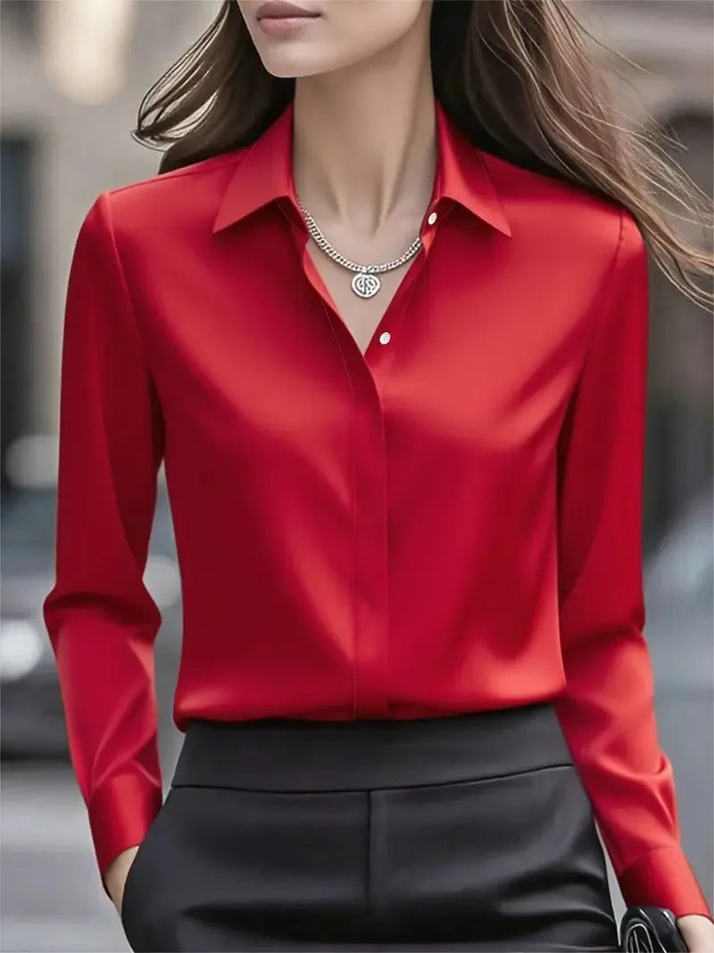- Versatile Basic Blouse, Classic Office Wear Tops