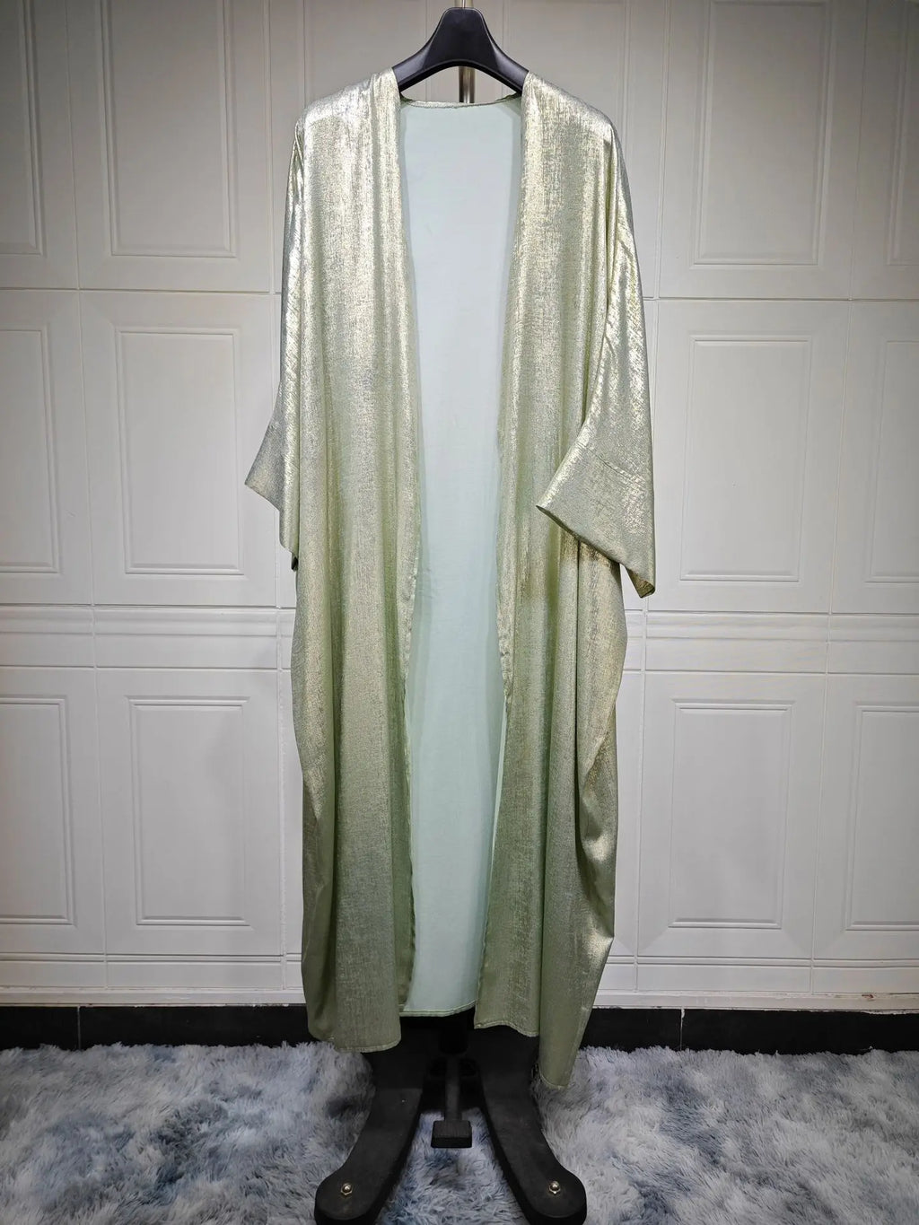 Shiny Satin Open Kimono Abaya luxury