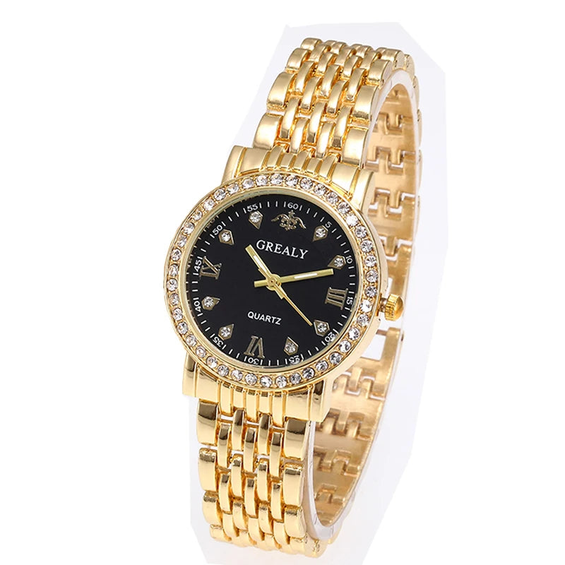 Steel Bracelet Set with Diamond-Encrusted , Couple Watch