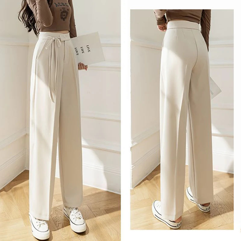 High Waisted Trousers Lady Chic Designer All Match Work Pants