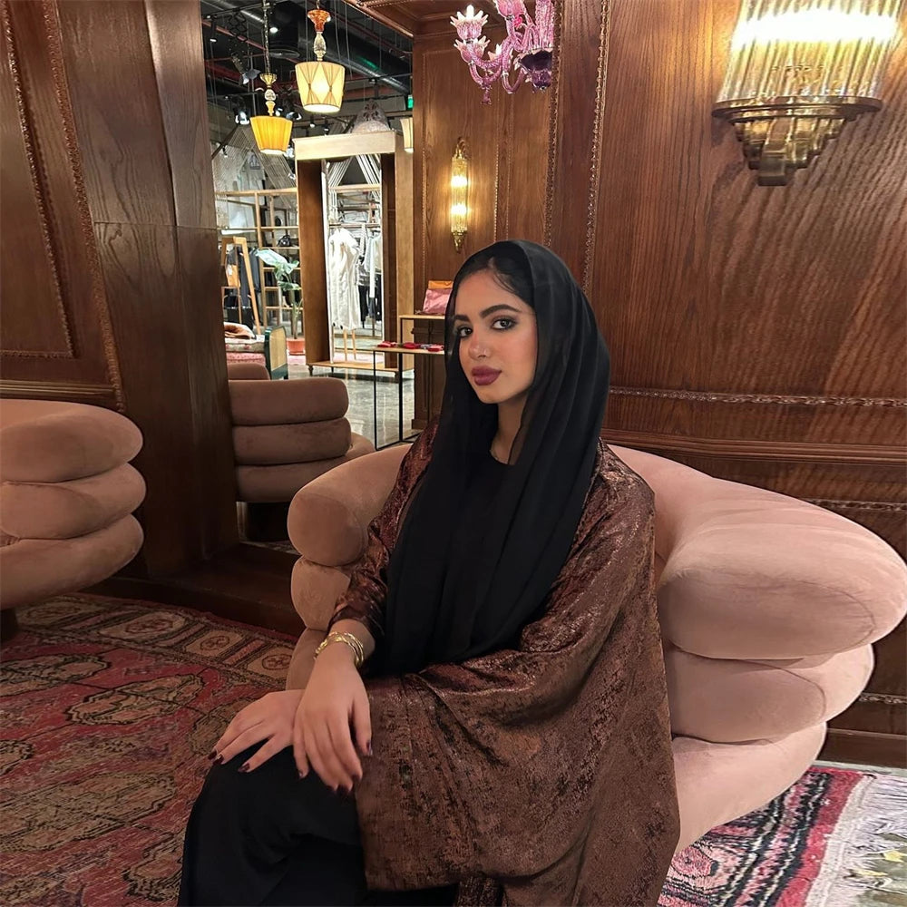 Shiny Satin Open Kimono Abaya luxury