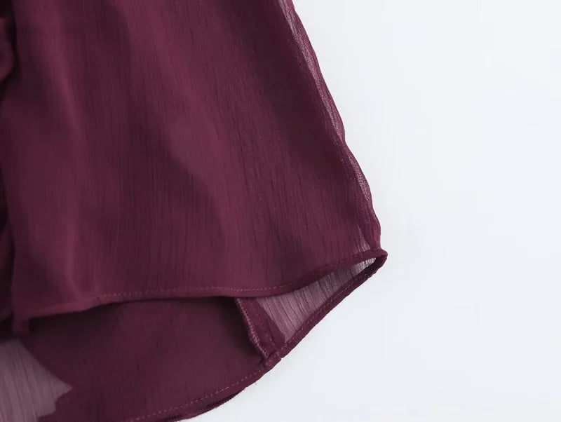 Ruffle Womens Sheer Casual Blouses